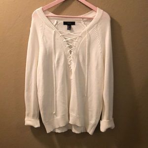 💋3 for $25💋 White Lace up Sweater